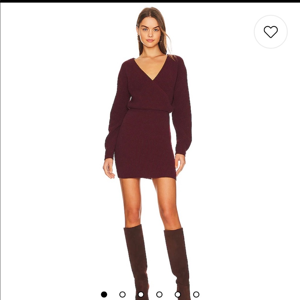 Fawna Line & Dot Sweater Dress from Revolve in Burgundy color